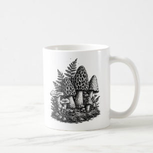 Vintage-Waldpilze Linolschnitt Kaffeetasse