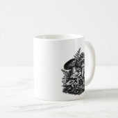 Vintage-Waldpilze Linolschnitt Kaffeetasse (VorderseiteRechts)