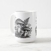 Vintage-Waldpilze Linolschnitt Kaffeetasse (Vorderseite Links)