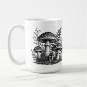 Vintage-Waldpilze Linolschnitt Kaffeetasse (Links)