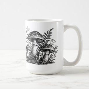 Vintage-Waldpilze Linolschnitt Kaffeetasse