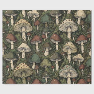 Vintage-Waldpilze Moody Cottagecore Geschenkpapier