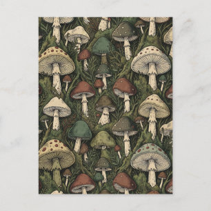 Vintage-Waldpilze Moody Cottagecore Postkarte