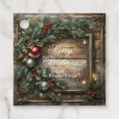 Vintage Waldrotes Berries und Heiligabend Geschenkanhänger (Vorderseite)