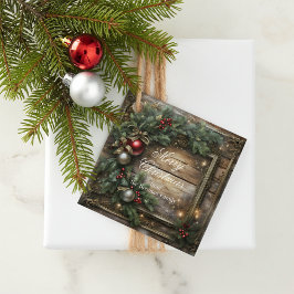 Vintage Waldrotes Berries und Heiligabend Geschenkanhänger