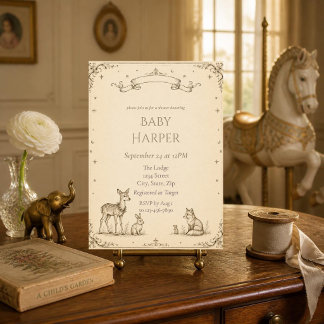 Vintage-Waldtiere-Baby-Shower-Einladung Einladung