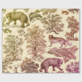 Vintage Waldtiere Beige Rosa Toile Nahtlos Geschenkpapier (Flach)