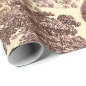 Vintage Waldtiere Beige Rosa Toile Nahtlos Geschenkpapier (Rolleneckpunkt)