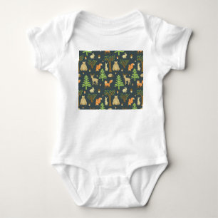 Vintage-Waldtiere, Kinder-Muster. Baby Strampler