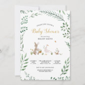 Vintage Waldtiere Kinderdusche Einladung (Vorderseite)