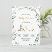 Vintage Waldtiere Kinderdusche Einladung (Stehend Vorderseite)