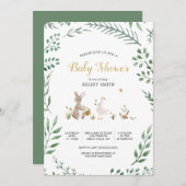 Vintage Waldtiere Kinderdusche Einladung (Vorne/Hinten)