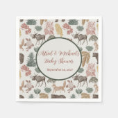 Vintage Waldtiere Kinderduschfüchse, Elch, Serviette (Vorderseite)