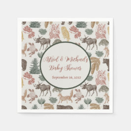 Vintage Waldtiere Kinderduschfüchse, Elch, Serviette