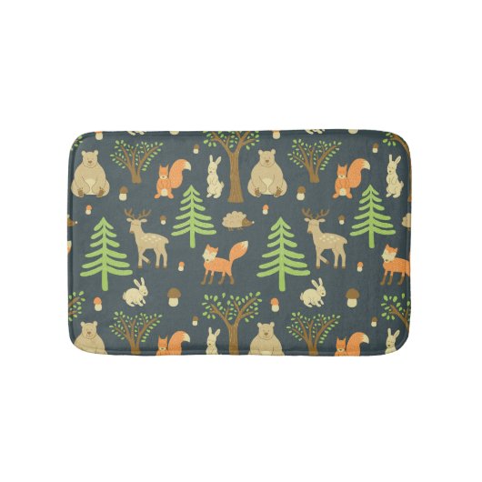 Vintage Waldtiere, Kindermuster. Badematte (Vorderseite)
