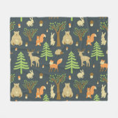 Vintage Waldtiere, Kindermuster. Fleecedecke (Vorderseite (Horizontal))
