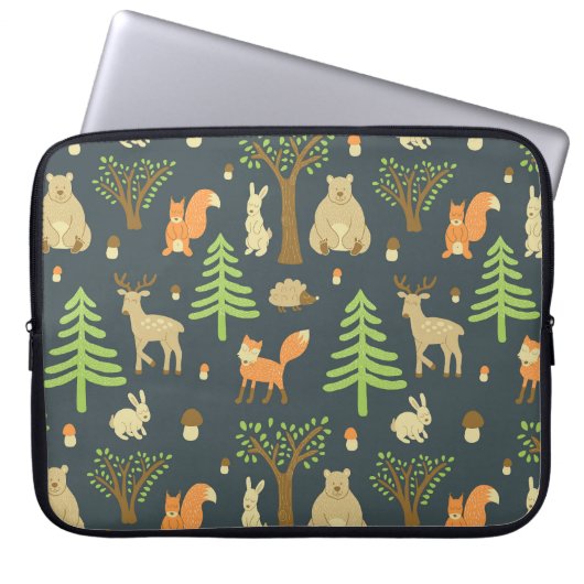 Vintage Waldtiere, Kindermuster. Laptopschutzhülle (Vorderseite)