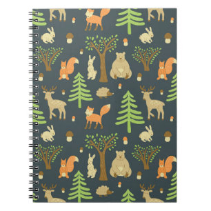 Vintage Waldtiere, Kindermuster. Notizblock