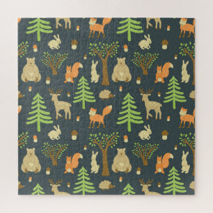 Vintage Waldtiere, Kindermuster. Puzzle
