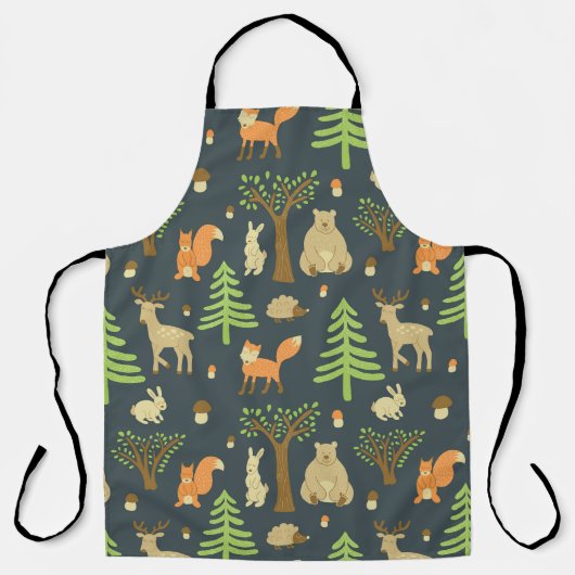 Vintage Waldtiere, Kindermuster. Schürze (Vorderseite)