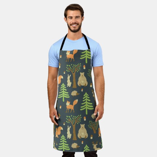 Vintage Waldtiere, Kindermuster. Schürze (Getragen)