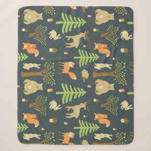 Vintage Waldtiere, Kindermuster. Sherpadecke