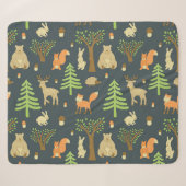 Vintage Waldtiere, Kindermuster. Sherpadecke (Vorderseite (Horizontal))