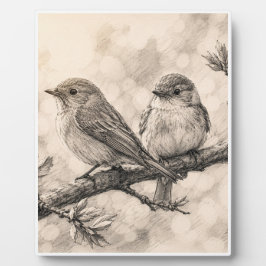 Vintage Waldvögel Skizze Wandkunst |  Fotoplatte