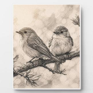 Vintage Waldvögel Skizze Wandkunst | Fotoplatte