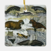 Vintage Wale, Siegel und Walrusse, Meerestiere Keramikornament (Vorderseite)