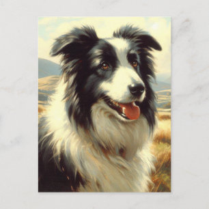 Vintage walisische Sheepdog-Malerei Postkarte