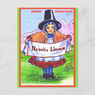 Vintage walisisches Weihnachten Nadolig Llawen Pos Postkarte
