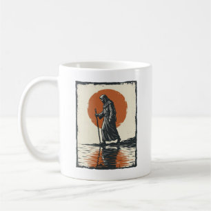 Vintage Walking Figure Sonnenuntergangs-Reflexions Kaffeetasse