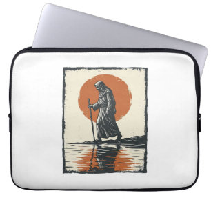 Vintage Walking Figure Sonnenuntergangs-Reflexions Laptopschutzhülle