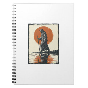 Vintage Walking Figure Sonnenuntergangs-Reflexions Notizblock