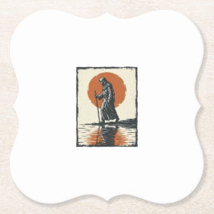 Vintage Walking Figure Sonnenuntergangs-Reflexions Untersetzer