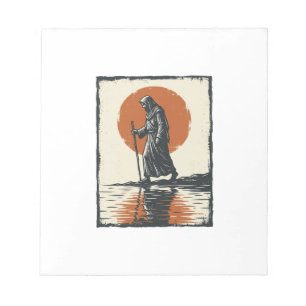 Vintage Walking Figure Sonnenuntergangsreflexion V Notizblock