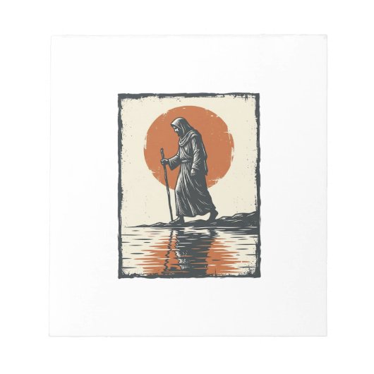 Vintage Walking Figure Sonnenuntergangsreflexion V Notizblock (Vorderseite)