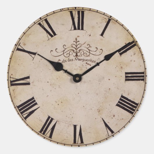 Vintage Wall-Uhr Runder Aufkleber (Vorderseite)