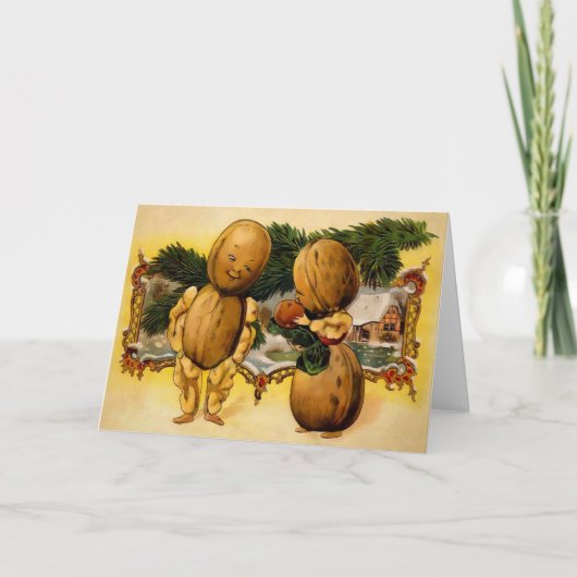 Vintage Walnut Family Weihnachtskarte Feiertagskarte (Vorderseite)