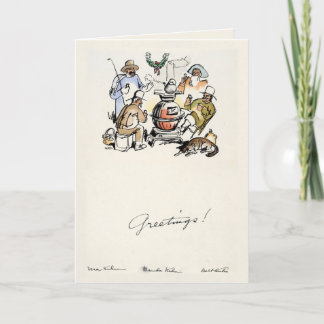 Vintage Walt Kuhn 1932 Cowboy-Bauchofen-Weihnachts Karte