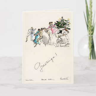 Vintage Walt Kuhn 1935 Weihnachts-Tanzparty Karte