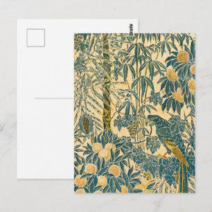 Vintage Walter Crane Ara und Zitrusfrucht Kunst Postkarte