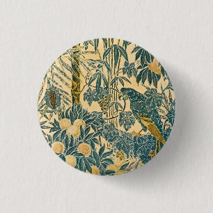 Vintage-Walter-Crane-Artwork mit Ara und Zitrusfru Button