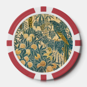 Vintage-Walter-Crane-Artwork mit Ara und Zitrusfru Pokerchips