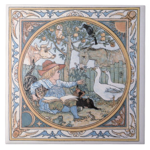 Vintage Walter Crane: Das Kind, die Nutztiere Fliese