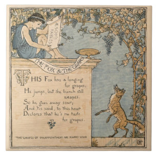 Vintage Walter Crane: Der Fuchs und die Trauben Fliese