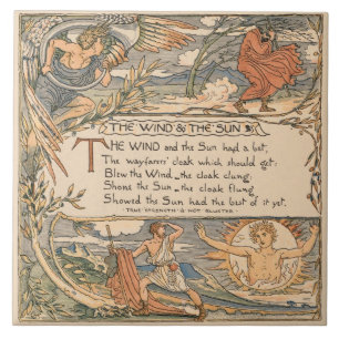 Vintage Walter Crane: Der Wind und die Sonne Fliese