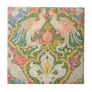 Vintage Walter Crane Kakadu und Pfau Kunst Fliese