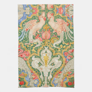 Vintage Walter Crane Kakadu und Pfau Kunst Geschirrtuch